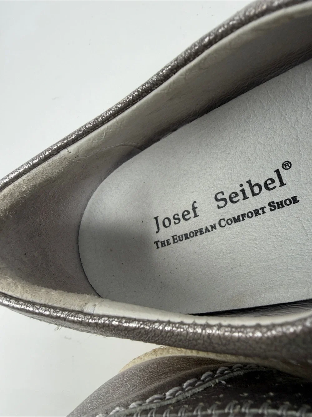 Josef Seibel Metallic Gray Lace-Up Cream Sold Sneakers Size 9